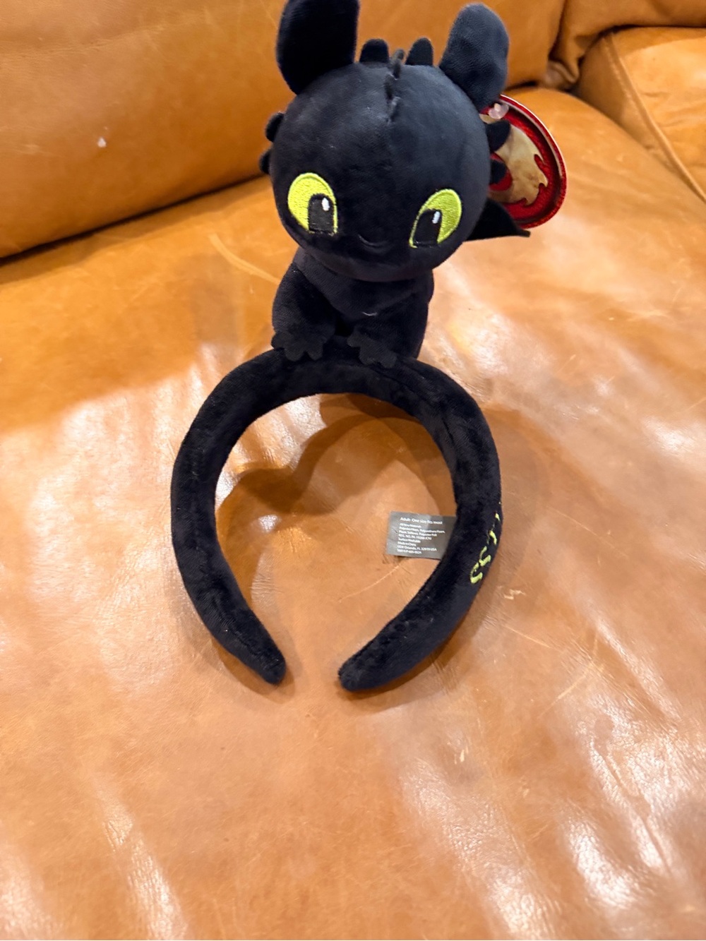 Dreamworks Black Plush Toothless Dragon Headband with Yellow Eyes
